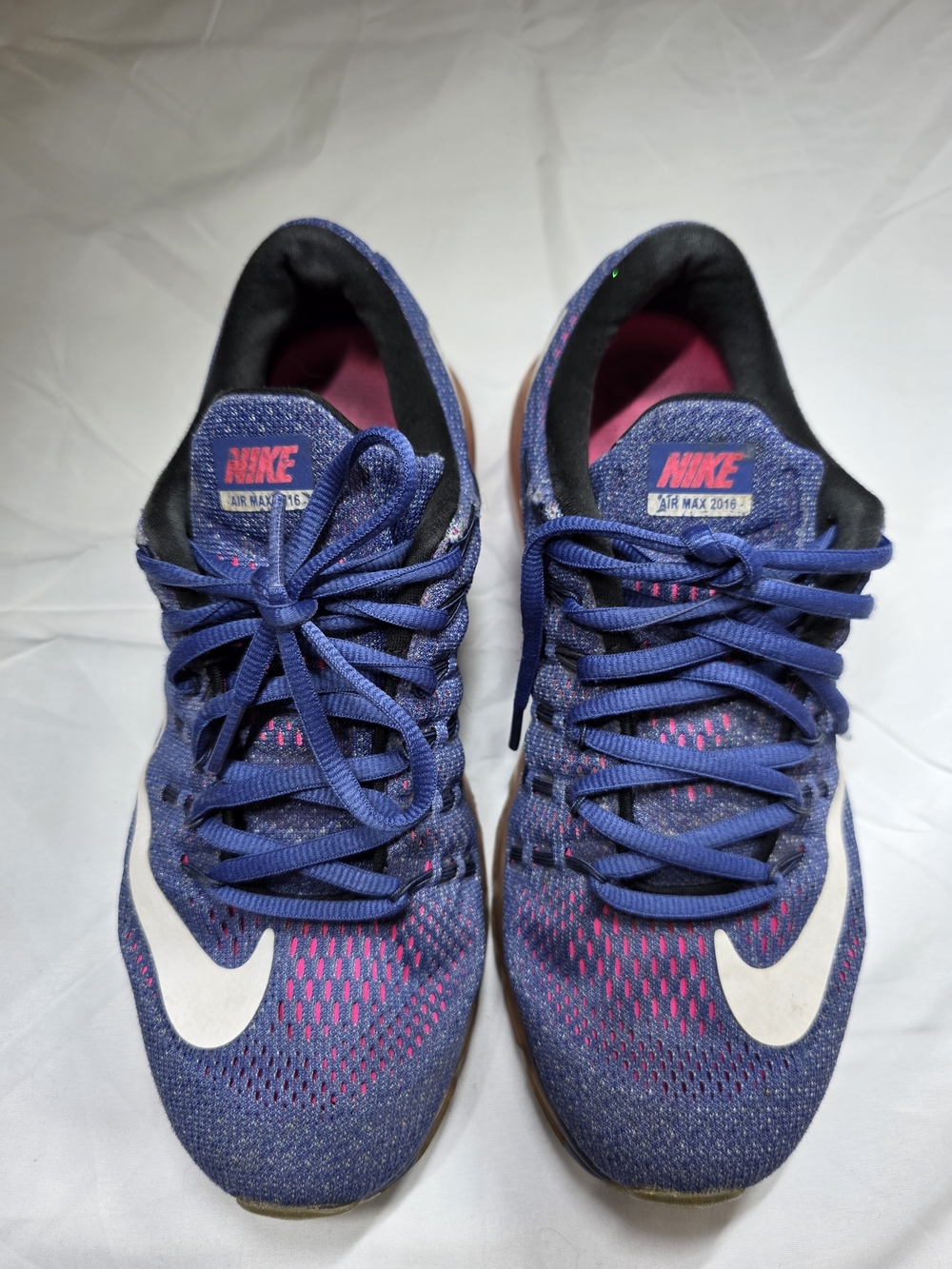 Nike Women’s Air Max 2016 Athletic Shoes Blue And Pink With White Swoosh Size 8